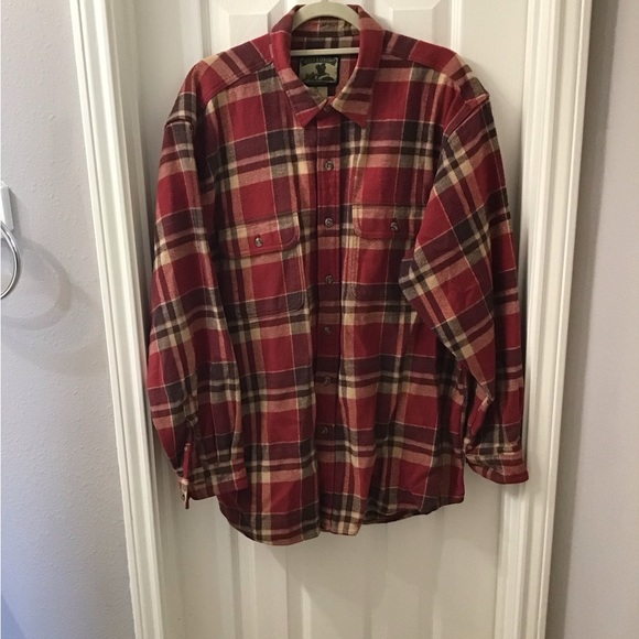 Vintages Mens Field and Stream heavyweight flannel shirt XL Red Plaid - Picture 1 of 5
